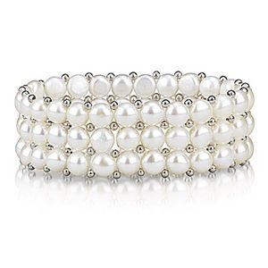 3-Row Button Pearl Bracelet in Sterling Silver 🎀
